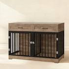 OnePaw ELARA wooden pet crate with metal bars on a beige background.