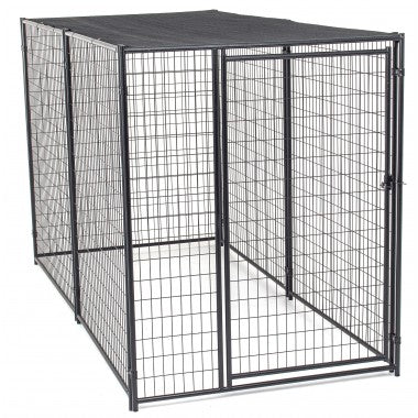 Lucky Dog™ 6'H x 5'W x 10'L  Black Modular Welded Wire Kennel with shade cloth roof