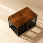 OnePaw Ares wooden crate with metal grid design on a beige background