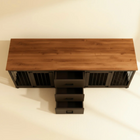 OnePaw ATHENA wooden desk with metal pet crate design on a white background