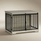 OnePaw AURELIA dog crate with black bars on a beige background