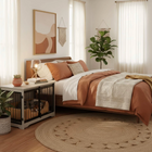OnePaw AURELIA cozy bedroom with a bed, nightstands, and pet crate.