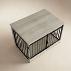 OnePaw AURELIA pet crate with marble-like top and metal bars on a beige background