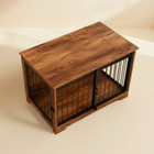 OnePaw AURELIA wooden pet crate with metal bars on a beige background