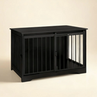 OnePaw AURELIA black pet crate with sliding door on a beige background
