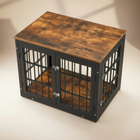 OnePaw AVENOR dog crate with wooden top on a plain background.