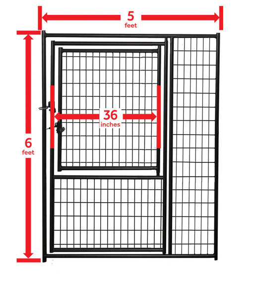 Lucky Dog Black Welded Wire Modular Gate in 6'H x 5'W Dens and Kennels