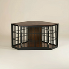 OnePaw EIRENE corner pet crate with wooden interior on a beige background.
