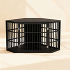 OnePaw EIRENE black metal dog crate on a beige background.