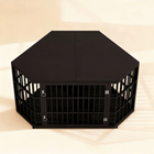 OnePaw EIRENE black corner pet crate on a beige background.