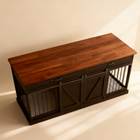 OnePaw EMBER wooden and metal pet crate design on a neutral background