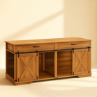 OnePaw EMBER wooden pet crate with sliding doors on a beige background