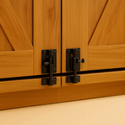 OnePaw EMBER wooden cabinet doors with black metal hinges on a beige background