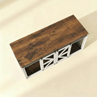 OnePaw HAVEN wooden pet crate with metal frame on a beige background.