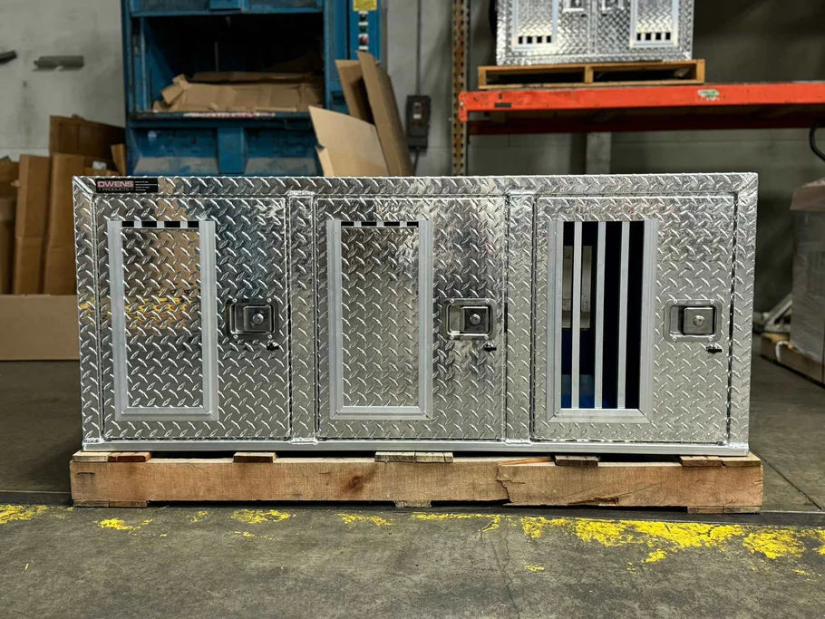 Owens Dog Box 55114LV Hunter Series Tall Trailer Triple Compartment - All Season Vents Left Swing Doors