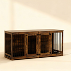OnePaw LIVIA wooden pet crate with metal bars on a beige background.