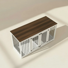 OnePaw LIVIA wooden pet crate with metal bars on a beige background.