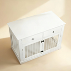 OnePaw LYRA  white pet crate with doors on a beige background.
