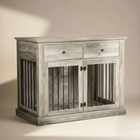 OnePaw LYRA wooden pet crate with doors on a beige background.