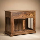 OnePaw LYRA wooden pet crate with two drawers on a beige background