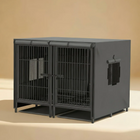 Dog crate with a cover on a beige background