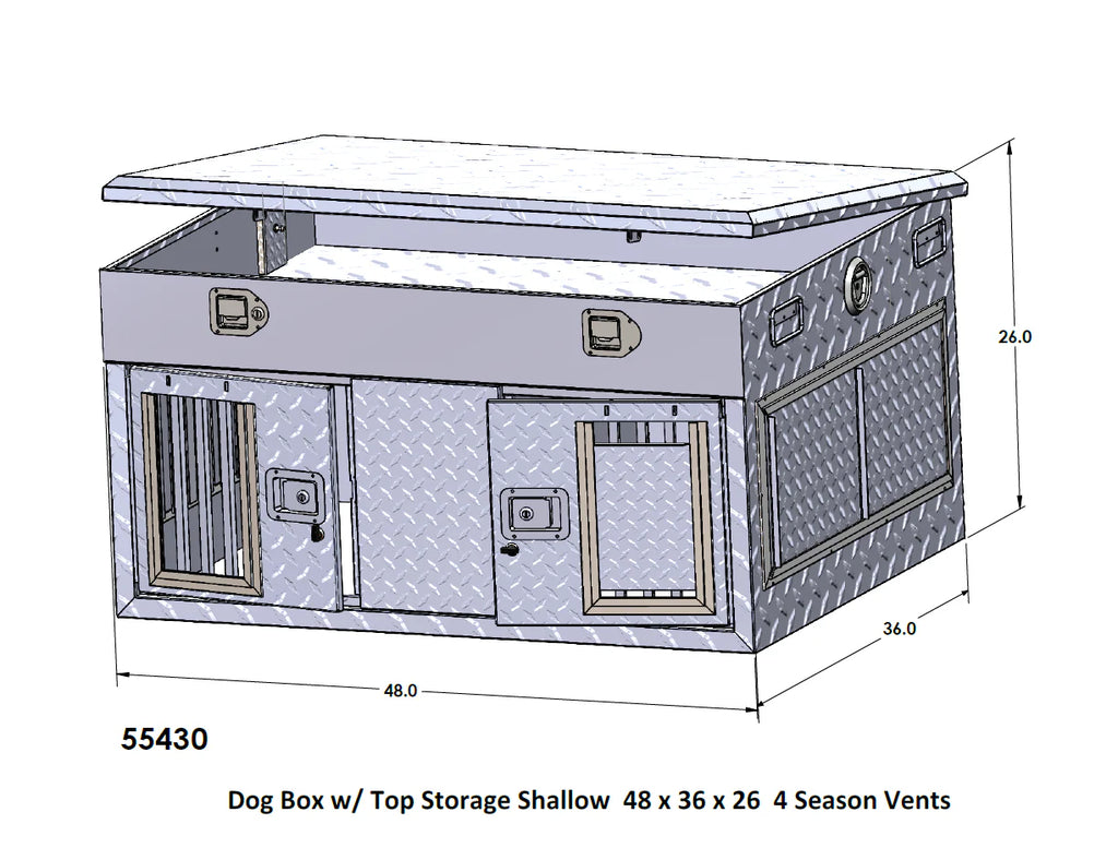 Owens Dog Box 55430 Hunter Series Shallow Double Compartment with Top Storage