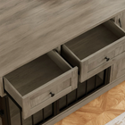 OnePaw SELENE wooden pet crate with open drawers on a wooden floor.