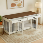 OnePaw Vesta white furniture style crate with wooden top and pet crate design in a room setting.