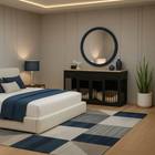 OnePaw Vesta modern bedroom with furniture style crate, nightstands, and decorative elements.