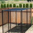Lucky Dog™ 6'H x 5'W x 10'L  Black Modular Welded Wire Kennel with shade cloth roof
