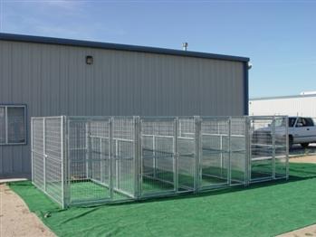 Rhino 4-Run Dog Kennel with Fight Guard Divider 5'x10'